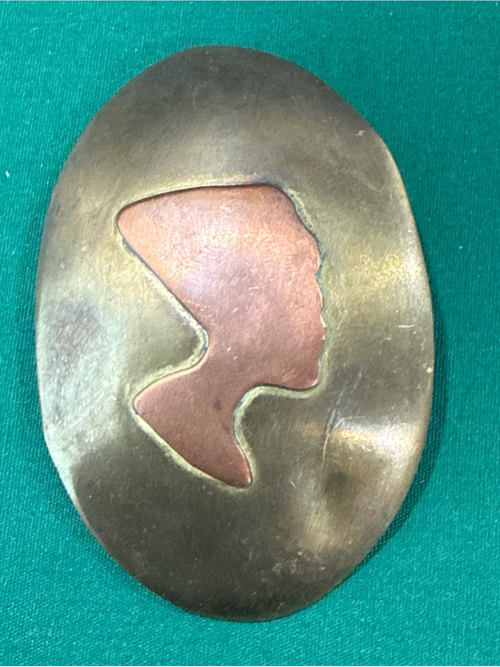 Vintage Two-Tone Metal Silhouette Brooch - Copper & Brass Tones 107B